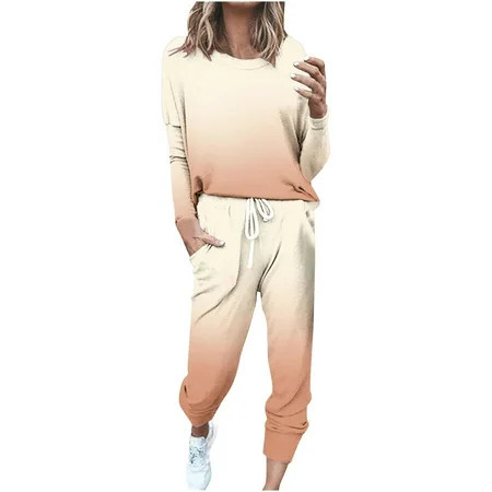 Sweatsuit Set for Women Sweatsuits for Women Sets 2 Piece Outfits Casual Loungewear Sets Two Piece Drawstring Sweat Suits Two Piece Active Suit Set S-19 Pink-a 4XL | Walmart (US)
