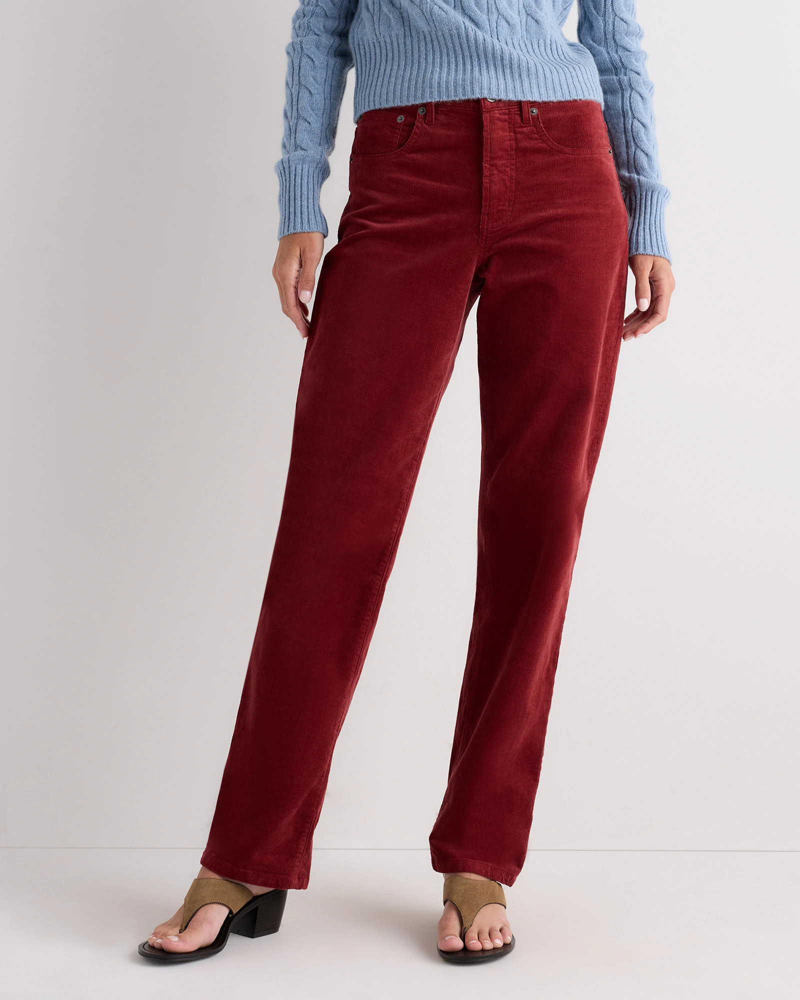Quince | Women's Organic Stretch Corduroy Straight Leg Pants in Warm Brown, Size 6, Organic Cotton | Quince