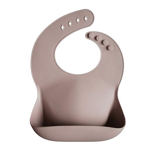 mushie Silicone Baby Bib | Adjustable Fit Waterproof Bibs (Warm Taupe) | Amazon (US)