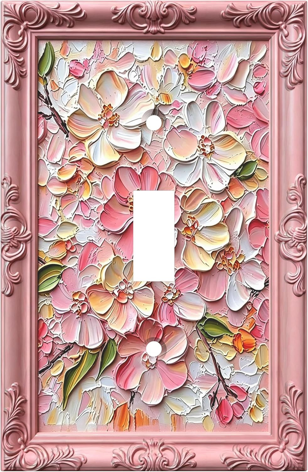 Vintage Framed Pink Impasto Floral Toggle Switch Plate Cover | Amazon (US)