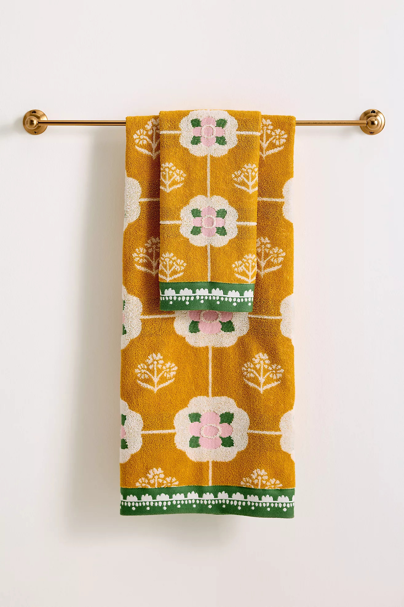 Flora Cotton Woven Floral Towel | Anthropologie (US)