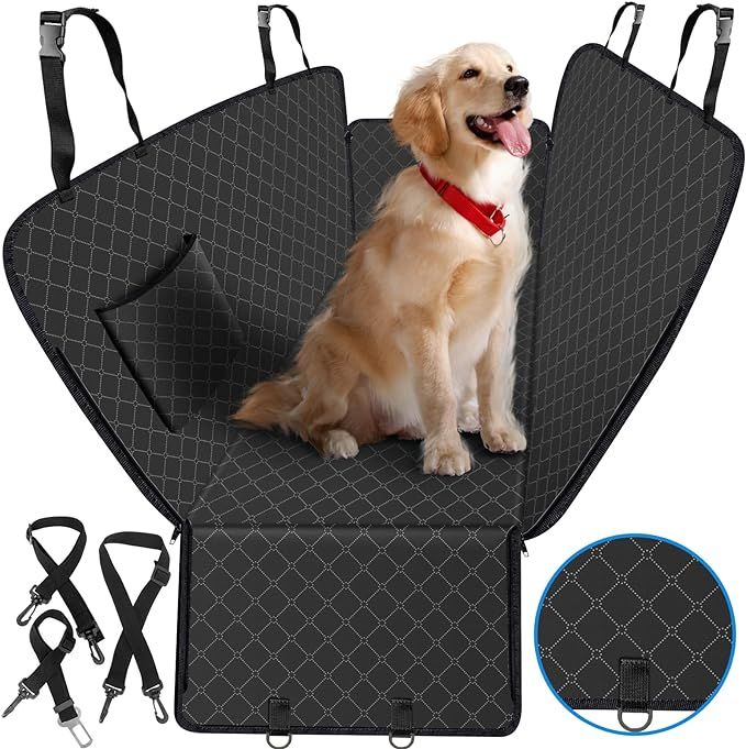 Dog Car Seat Cover for Back Seat Dog Seat Cover with Storage Pocket Dog Hammock Protects Against ... | Amazon (US)