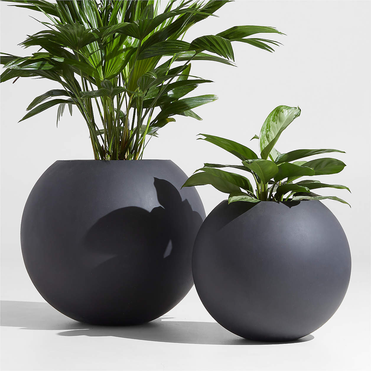 Sphere Large Dark Grey Indoor/Outdoor Planter 26" + Reviews | Crate & Barrel | Crate & Barrel