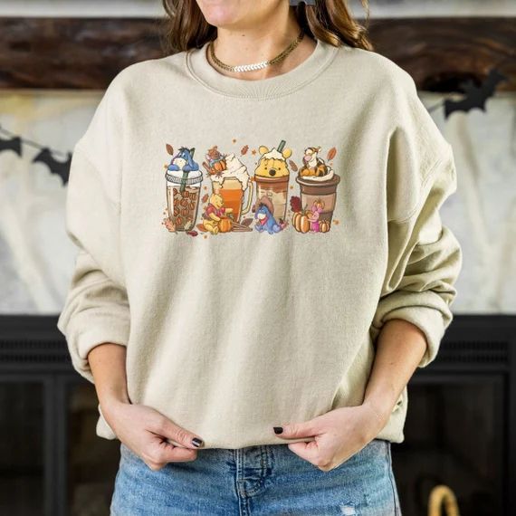 Disney Winnie the Pooh Coffee Latte Sweatshirt  Fall Season - Etsy | Etsy (US)
