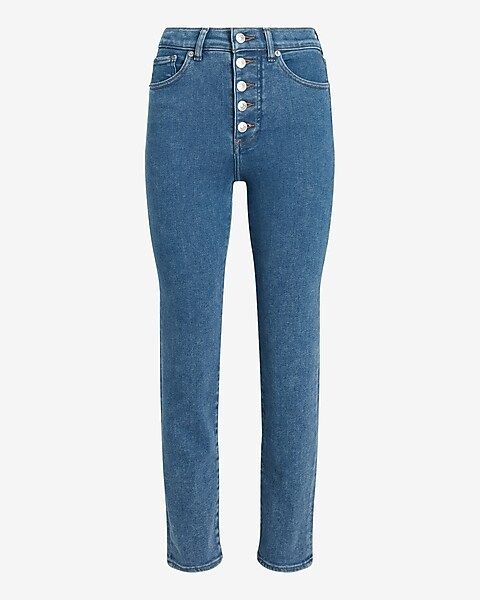 High Waisted Button Fly Slim Jeans | Express