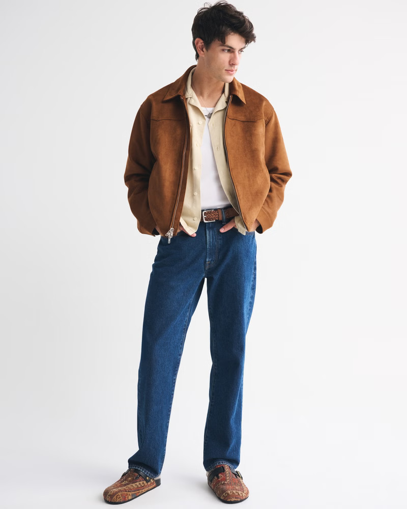 Men's Vegan Suede Easy Zip Jacket | Men's Coats & Jackets | Abercrombie.com | Abercrombie & Fitch (US)