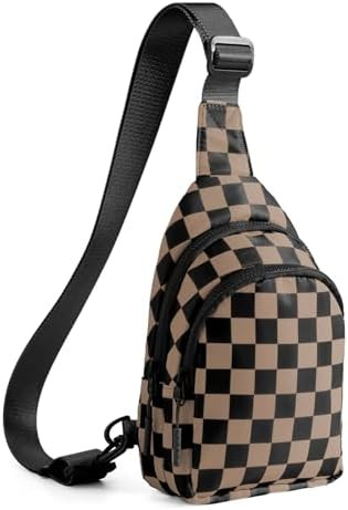 Checkered Sling Bag for Women Small Backpack Crossbody Chest Bag Fanny Packs Purses | Amazon (US)