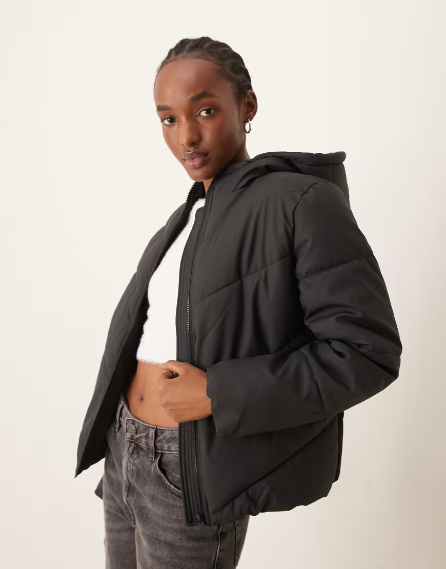 JDY short puffer jacket in black | ASOS (Global)