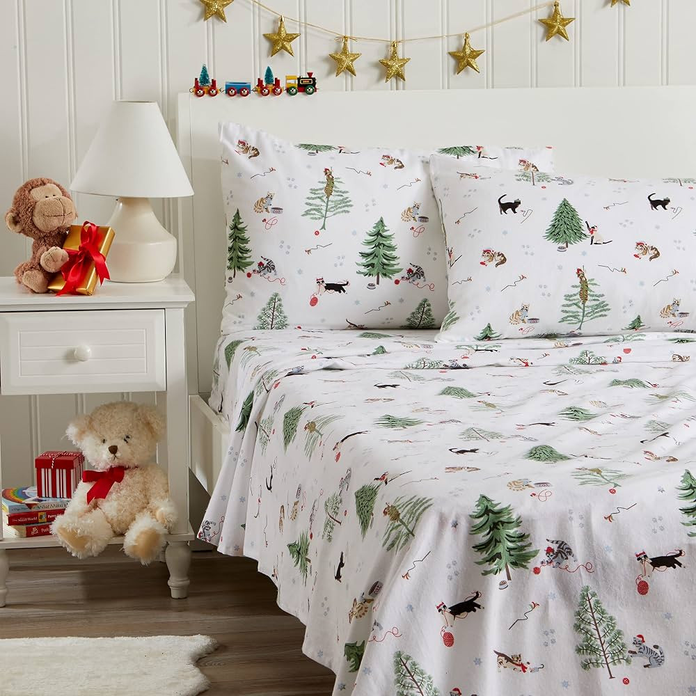 Great Bay Home 100% Turkish Cotton Queen Holiday Flannel Sheet Set | Deep Pocket Fitted Sheet, So... | Amazon (US)