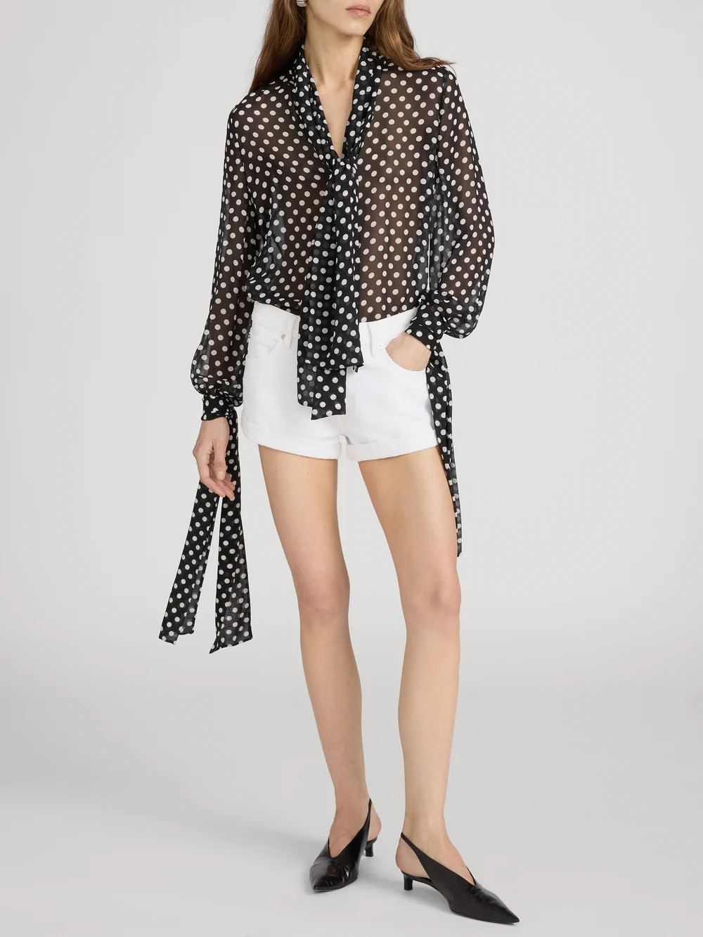 The Polka Dot Nouvelle Blouse -- Black Multi | Frame Denim