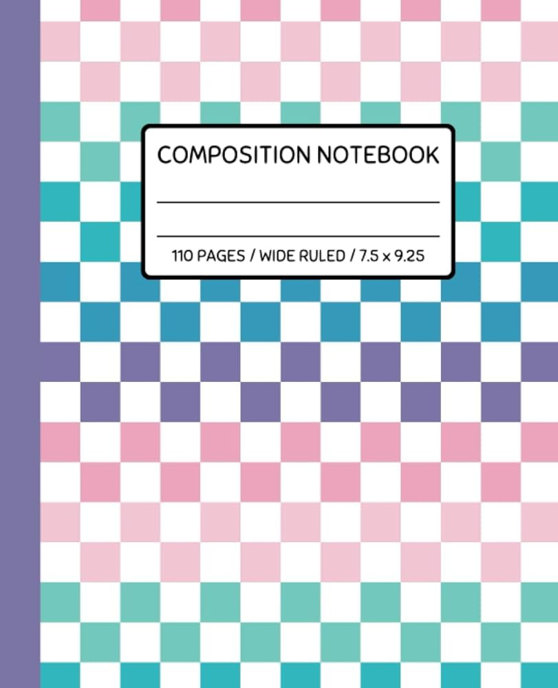 Composition Notebook Wide Ruled: Preppy Aesthetic Rainbow Checkered for Girls and Teens | Amazon (US)