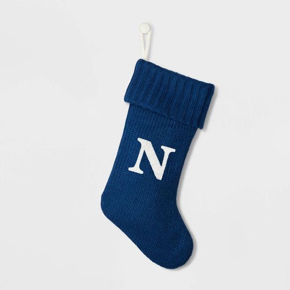 Knit Monogram Christmas Stocking Navy - Wondershop™ | Target