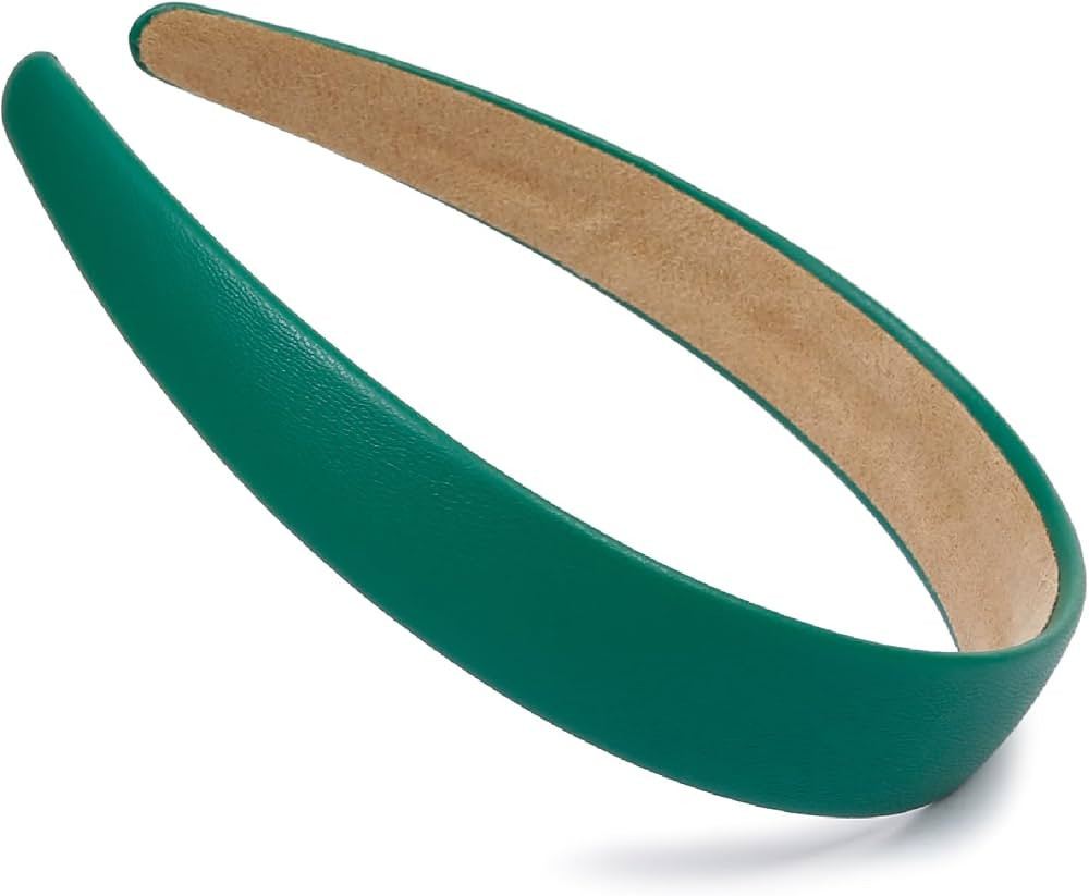 Huachi Green Headbands for Women Girls 1 Inch Wide, Thick Green Hairband Faux Leather Headband fo... | Amazon (US)