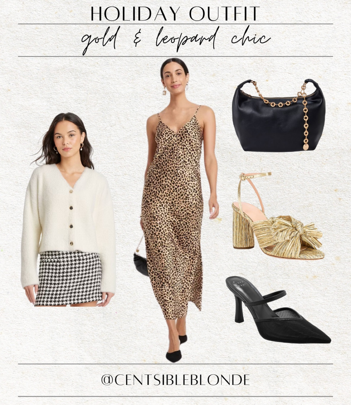 Gold Bow heels, leopard print dress, slip dress, black heels, mesh heels, black and gold handbag, holiday style, holiday outfit, Christmas outfit,
Chic outfit, gold and leopard, 
fuzzy sweater, fuzzy cardigan, 
cream cardigan, target outfit, 
target style, work party, work outfitt

#LTKWorkwear #LTKHoliday #LTKFindsUnder50