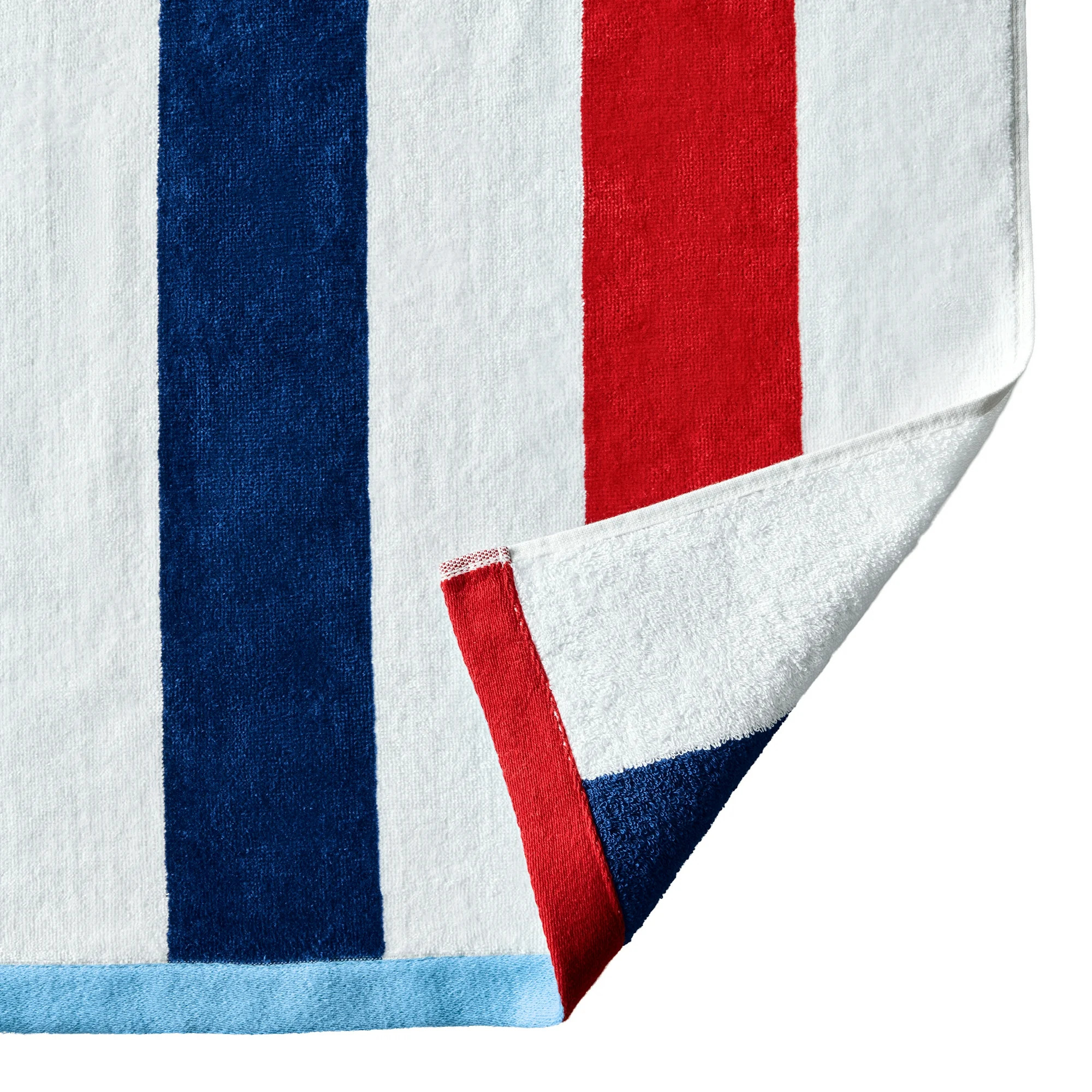 Better Homes & Gardens Cabana Stripe Oversized Beach Towel, 72" x 38", Blue and Red | Walmart (US)