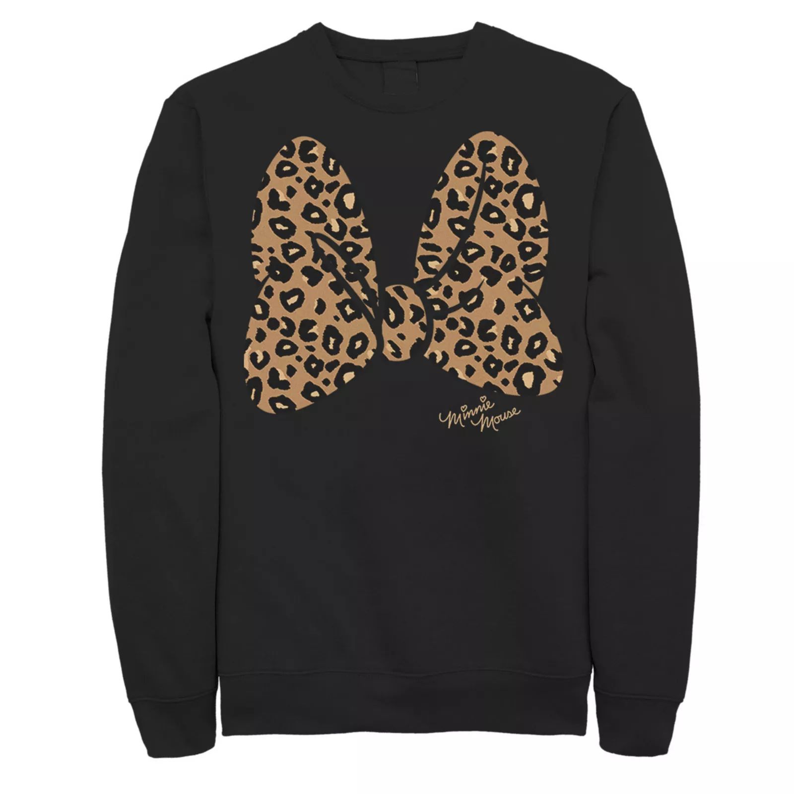Men's Disney Minnie Mouse Leopard Print Bow Sweatshirt, Size: Medium, Black | Kohl's