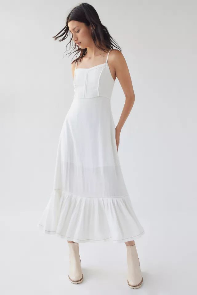 UO Bradley Linen Midi Dress | Urban Outfitters (US and RoW)