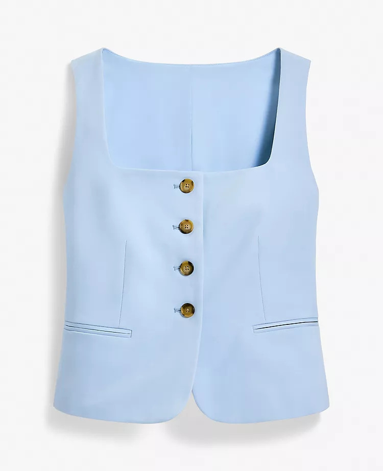 The Cutaway Square Neck Vest in Stretch Cotton | Ann Taylor