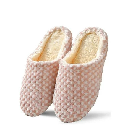 Women s Fuzzy Slippers Plush Fabric Comfy Anti-Skid Home Shoes Cozy Scuff Slippers Slip On Warm House Shoes Indoor Outdoor Anti-Slip Pink Size 10.5-11.5 | Walmart (US)