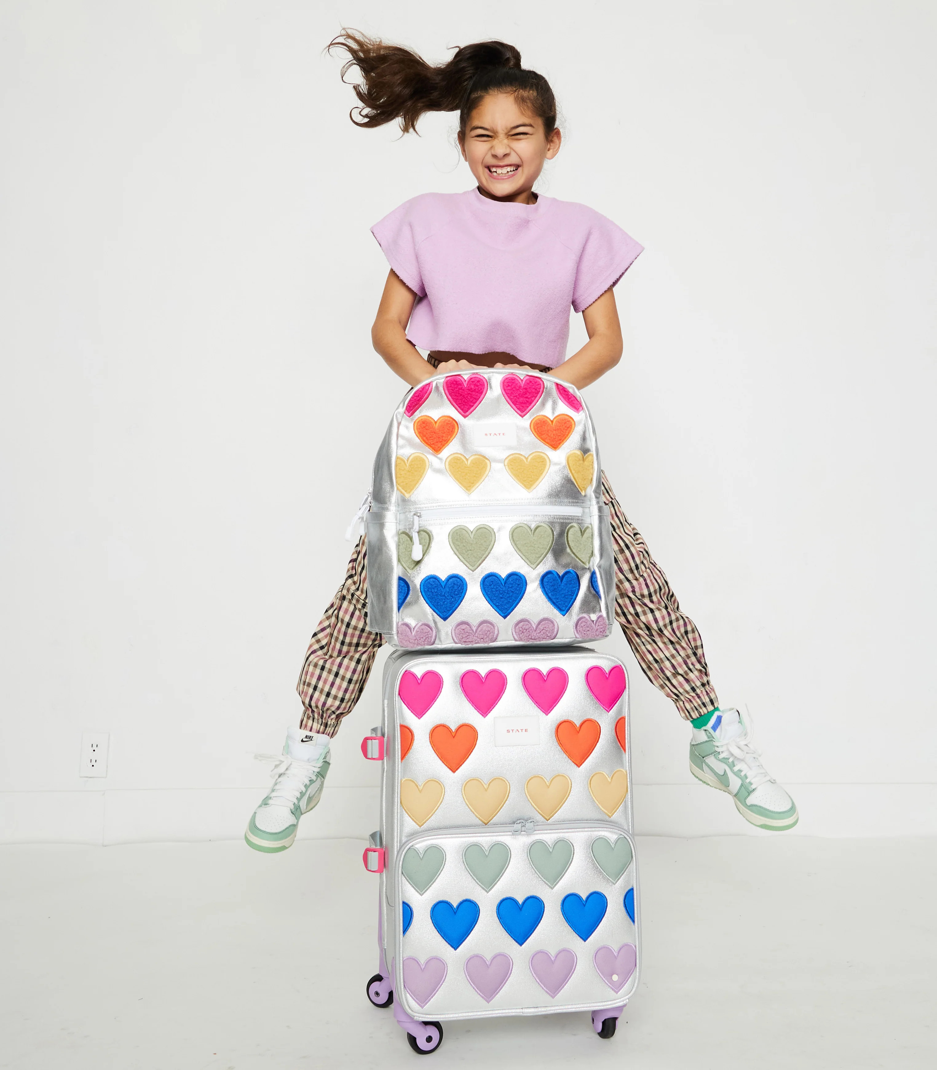 STATE Bags | Logan Suitcase Metallic Patchwork Hearts | STATE Bags