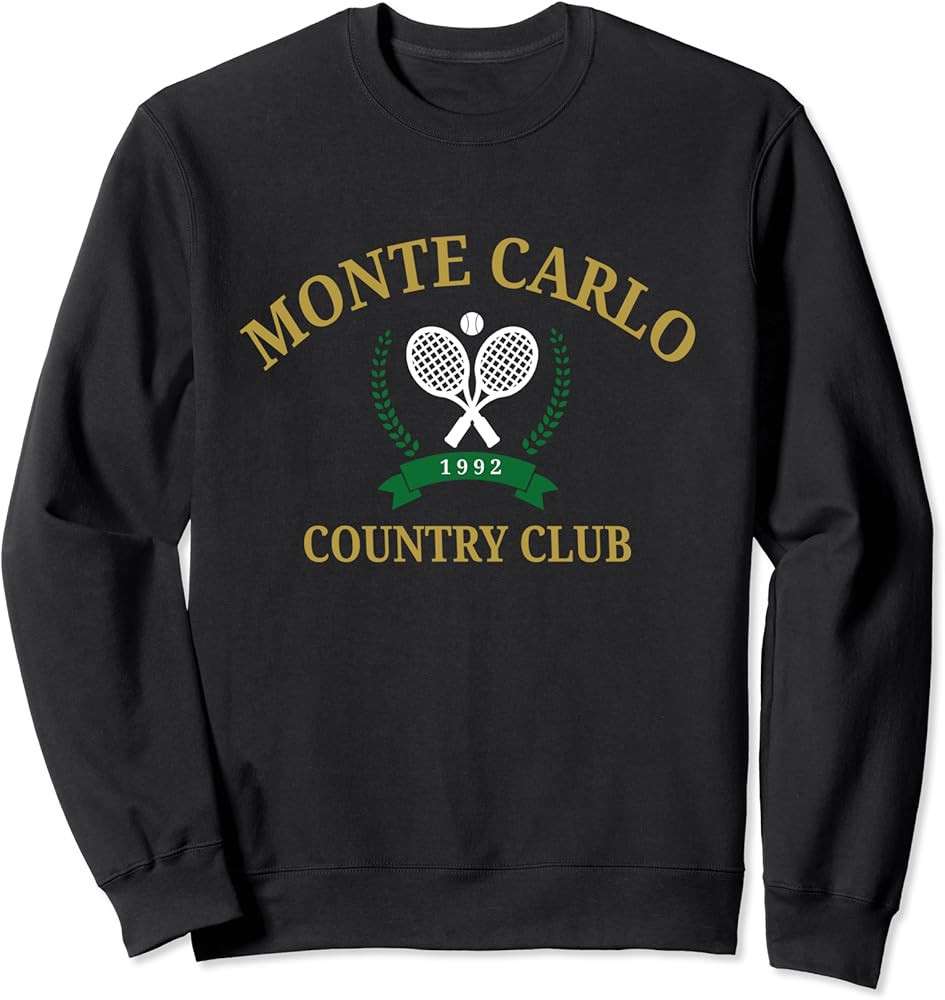 Monte Carlo Country Club Vintage Tennis Aesthetic Crewneck Sweatshirt | Amazon (US)