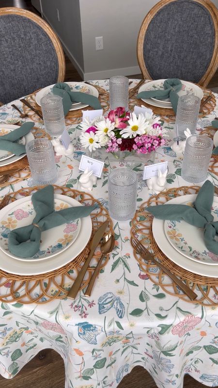 Simple yet festive round Easter tablescape table setting!

#LTKhome #LTKSeasonal #LTKparties