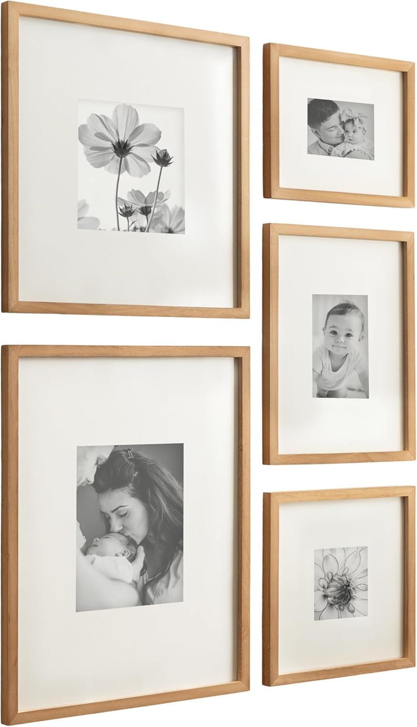 Kate and Laurel Gallery Contemporary Rectangle Minimal Graphic Framed Art Set of 5; Varying Sizes; Rustic Brown; Modern Five-Piece Framed Wall Art for Gallery Wall Frame Set in Living Room Wall Decor | Amazon (US)