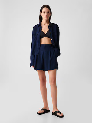 365 High Rise Linen-Blend Shorts | Gap (US)