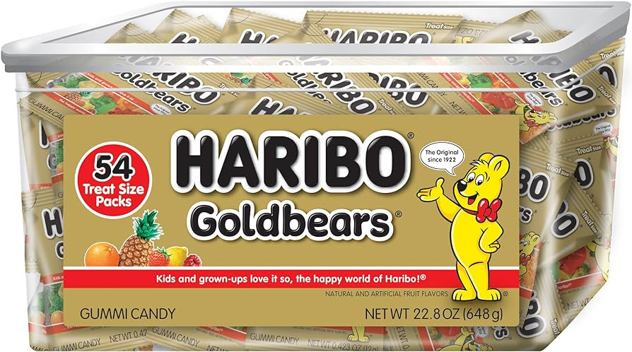 HARIBO Goldbears, Gummi Candy, 22.8 oz Tub (54 Packs) Assorted Flavors | Amazon (US)