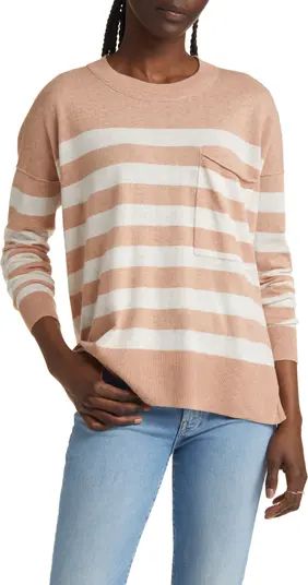 Lightweight Stripe Pocket Sweater | Nordstrom