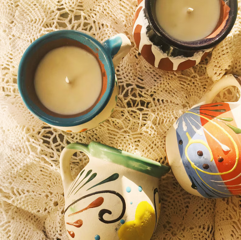 12oz Handmade Soy Candle in Reusable Mug/ Mexican Ceramic. Scents Pan Dulce, Coquito,feliz Navida... | Etsy (US)