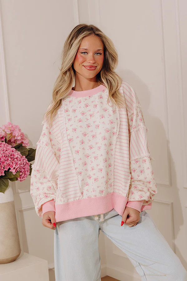 Floral Daydream Oversized Sweatshirt in Pink | Impressions Online Boutique