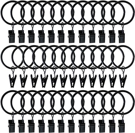 Topspeeder 36 Pack Rings Curtain Clips Strong Metal Decorative Drapery Window Curtain Ring with C... | Amazon (US)