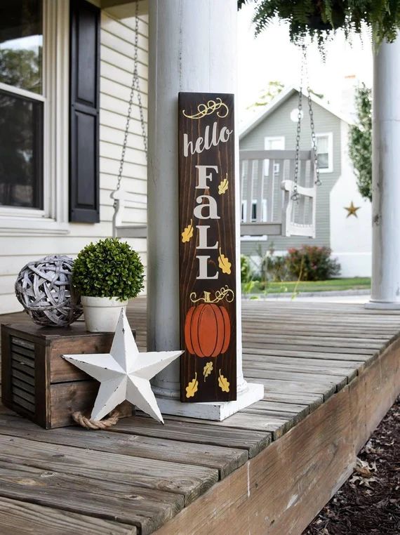 Hello Fall porch sign  I  Fall sign I  Fall decor I  Porch | Etsy | Etsy (US)