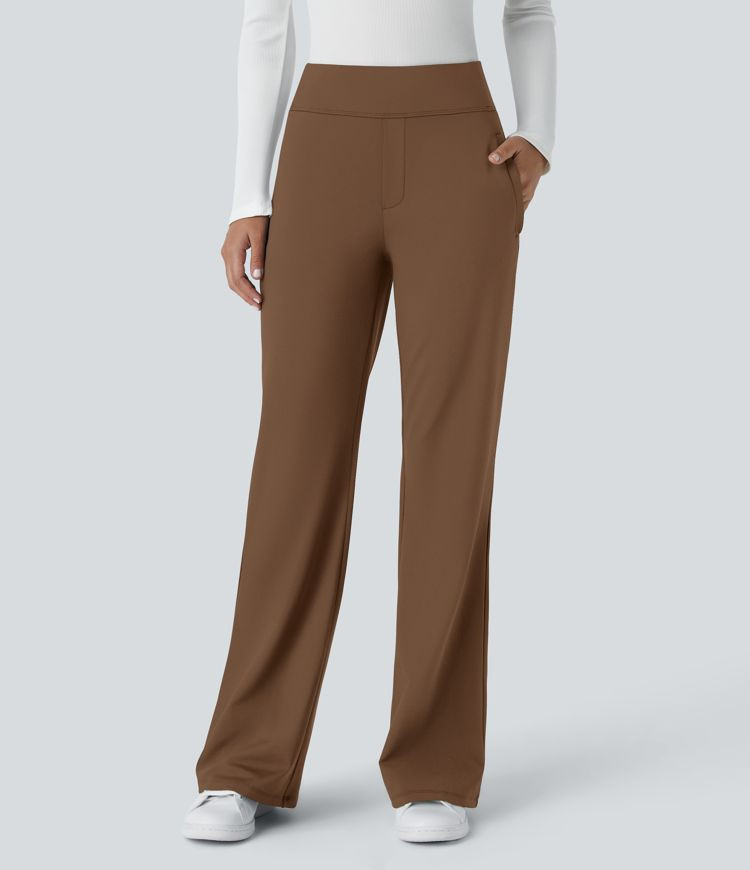Halara Flex™ High Waisted Side Zipper Pocket Work Flare Pants | HALARA