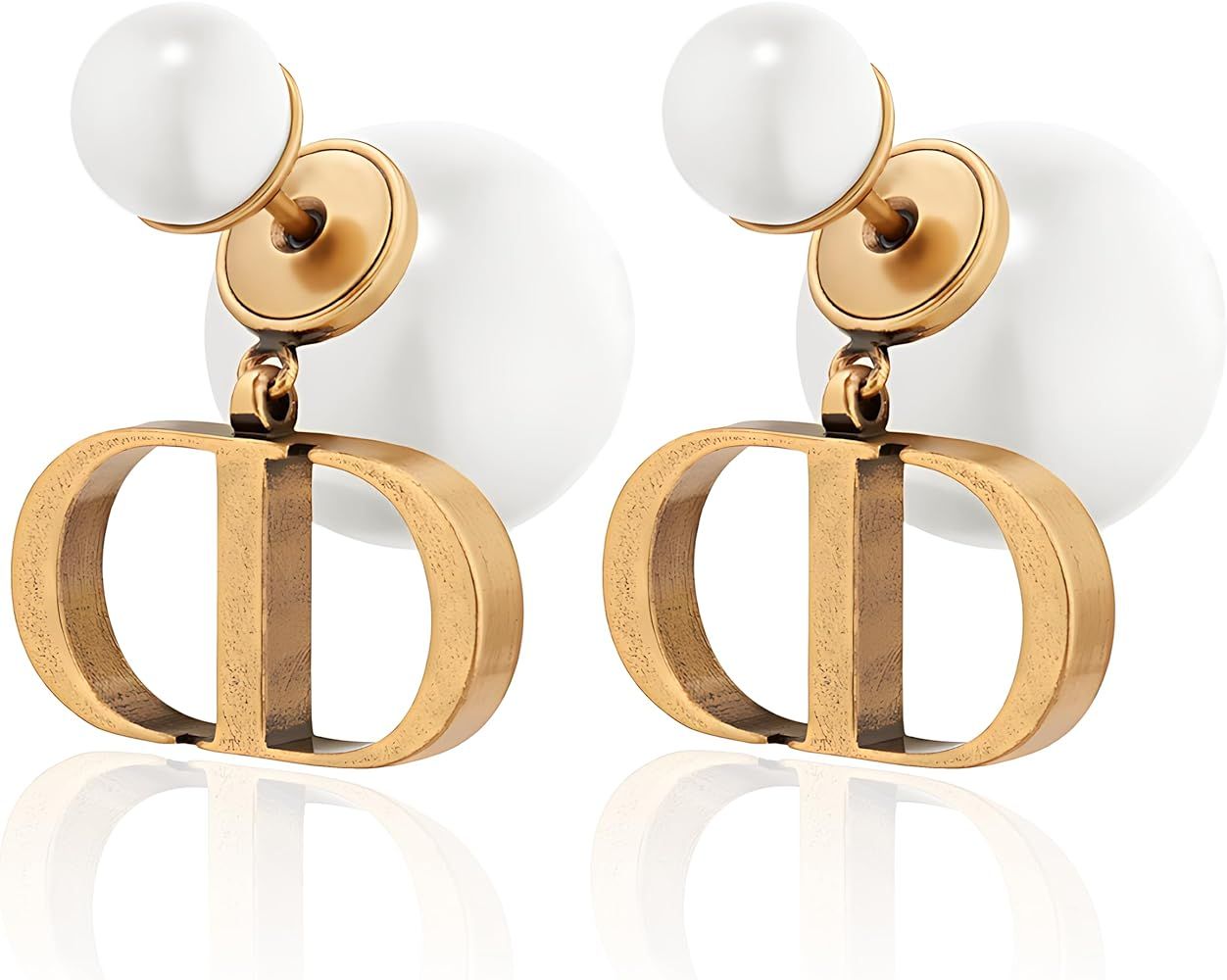 Elegant Alphabet CD Pearl Earrings | Hypoallergenic 925 Silver Studs | Fashion Elegant Jewelry Gi... | Amazon (US)