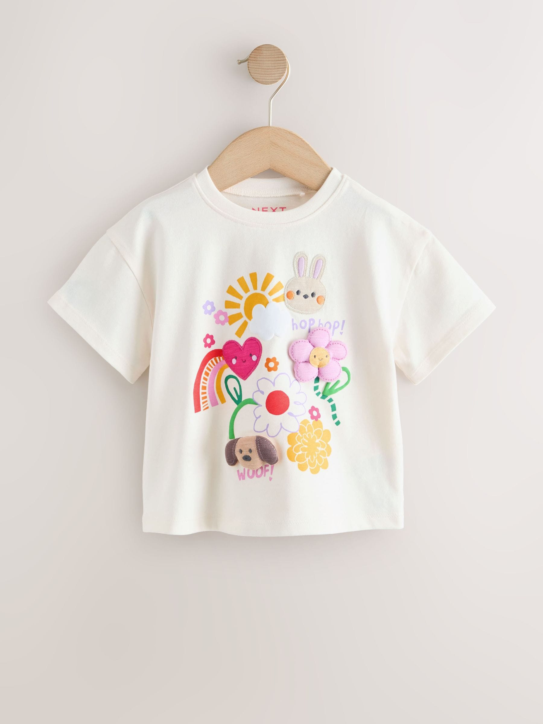 next Ecru White Padded Bunny Short Sleeve T-Shirt (3mths-7yrs) | Next US
