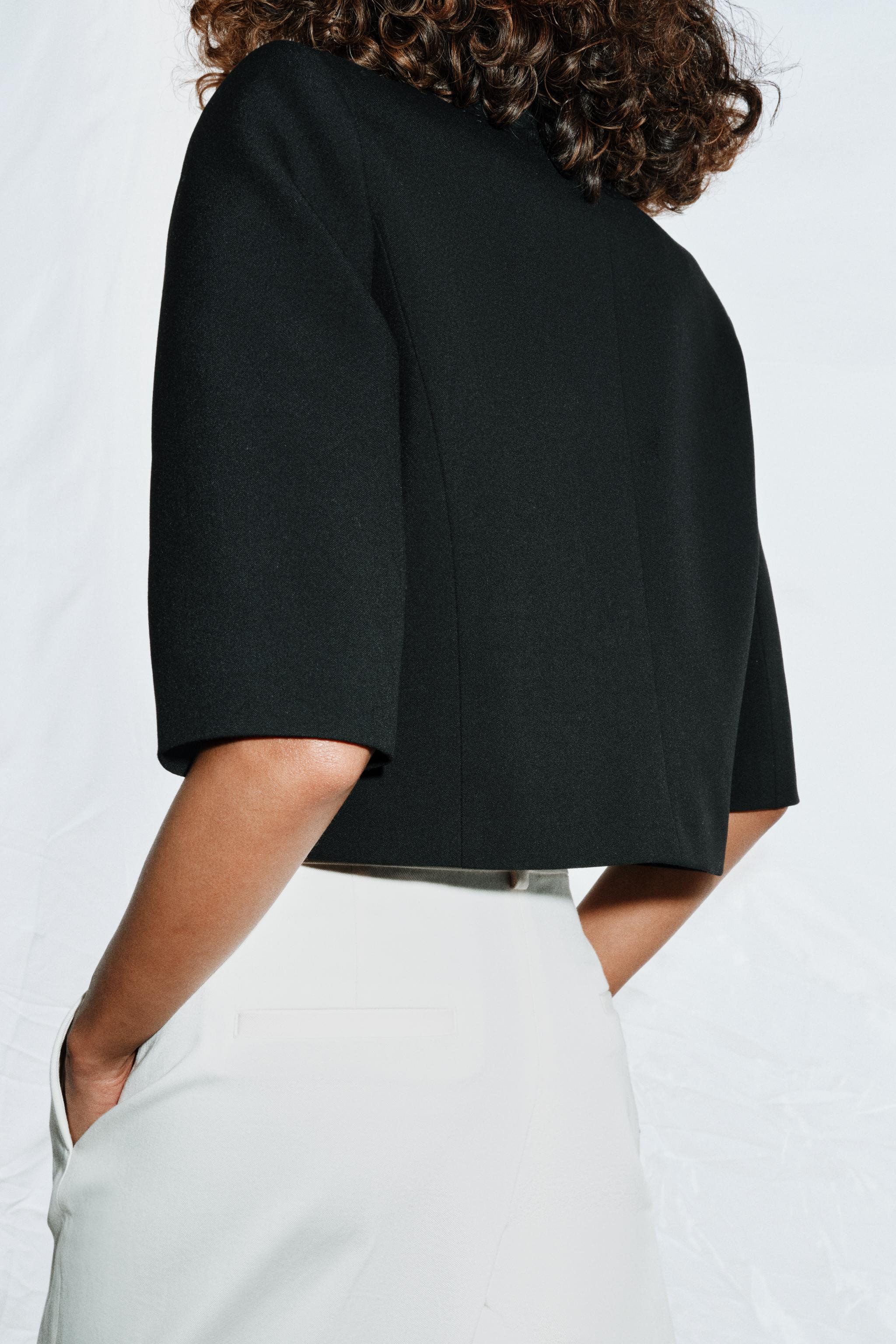 SHORT SLEEVE CROPPED BLAZER ZW COLLECTION | Zara US