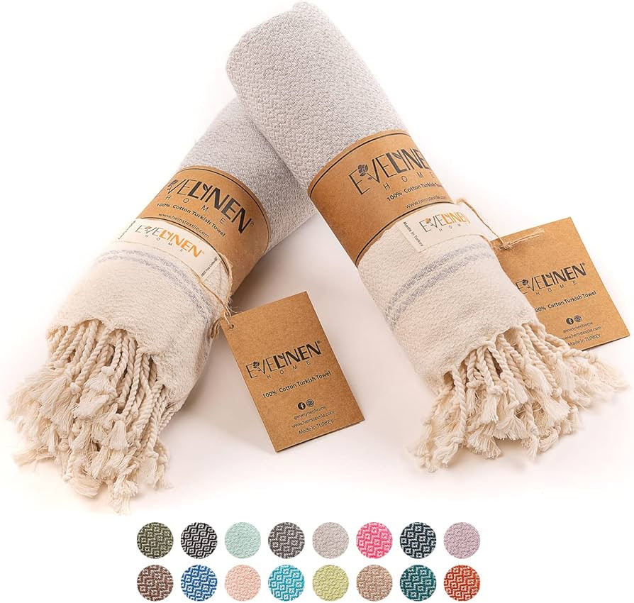 Evelynen Turkish Hand Towels for Bathroom & Kitchen Towels Decorative Set of 2 | Boho Farmhouse H... | Amazon (US)
