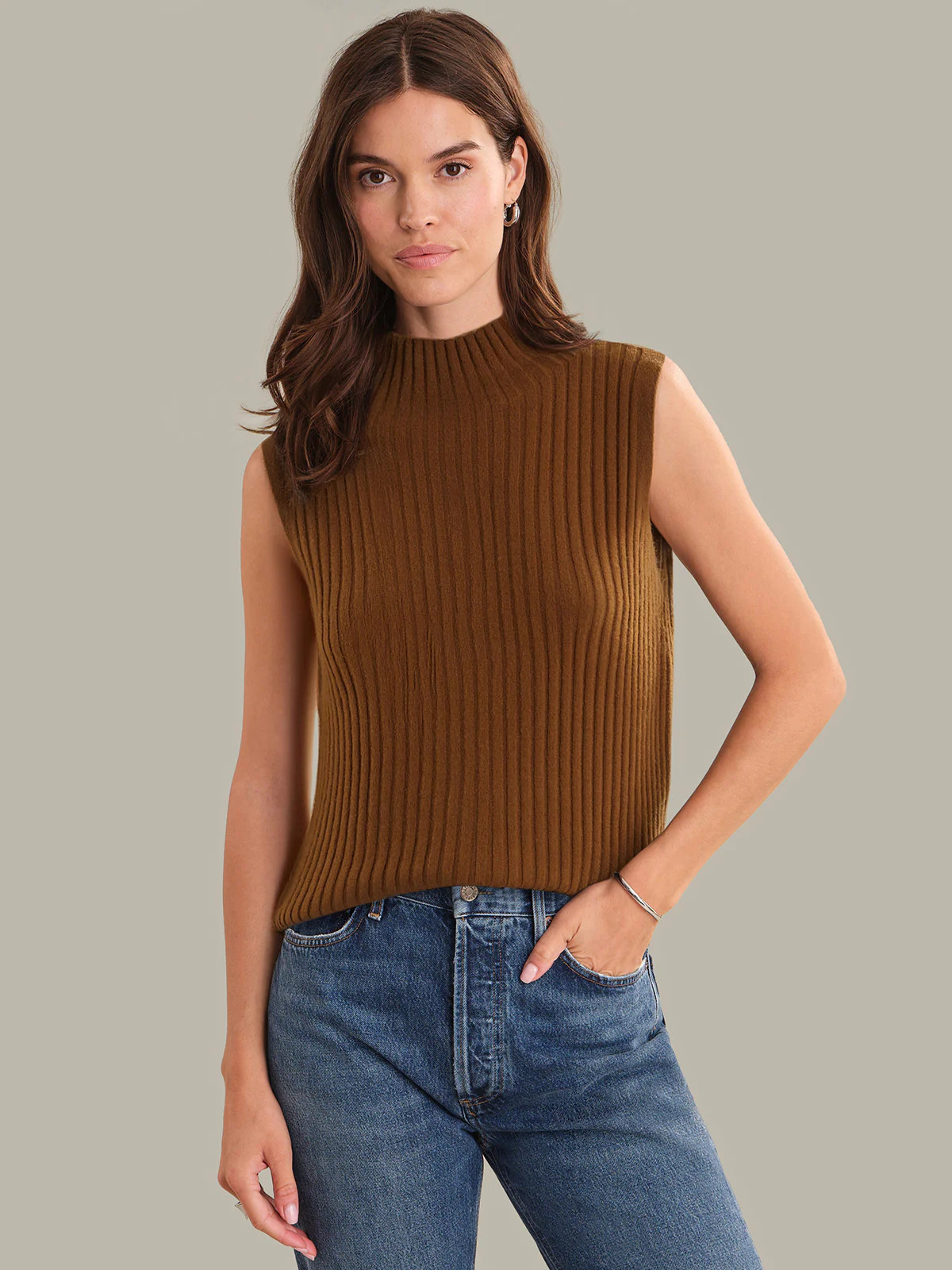 Ember: 100% Cashmere Mock Neck Sweater Tank | 525 America
