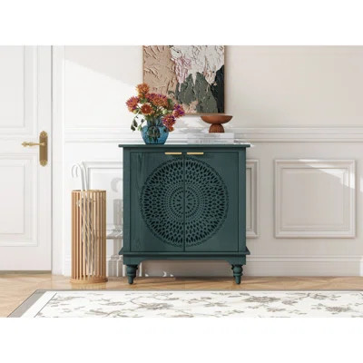 2 Door Buffet Cabinet With Back Panel Buckle - Blackish Living Room Accent Large Storage Space And Delicate Handle | Wayfair North America