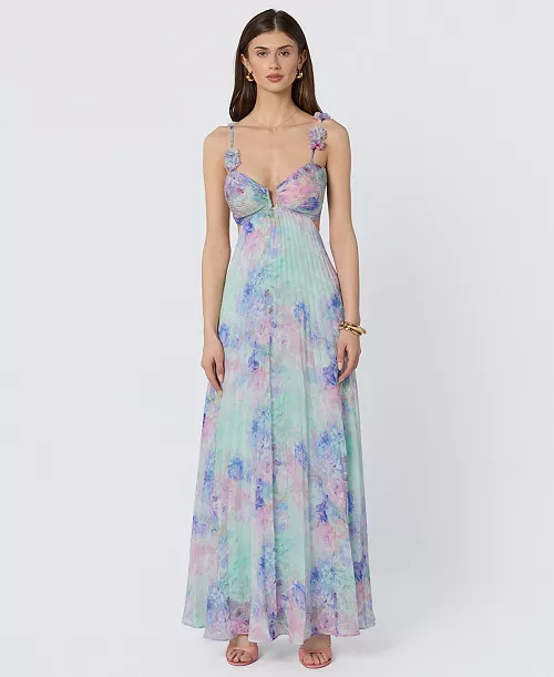 ASTR the Label Women's Emese Pleated Floral Maxi Dress - Macy's | Macy's