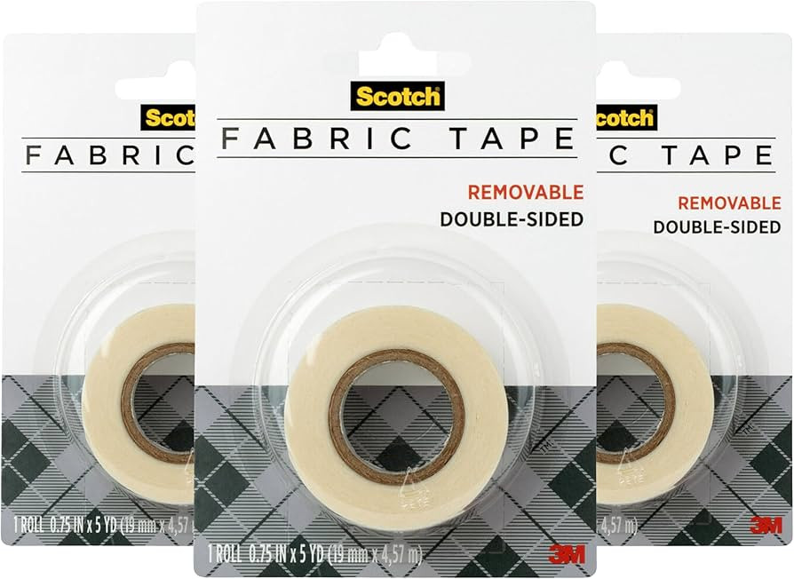 Scotch Removable Fabric Tape, 3/4 in x 180 in (15 ft), 3 Rolls – Double-Sided No-Sew Tape for T... | Amazon (US)