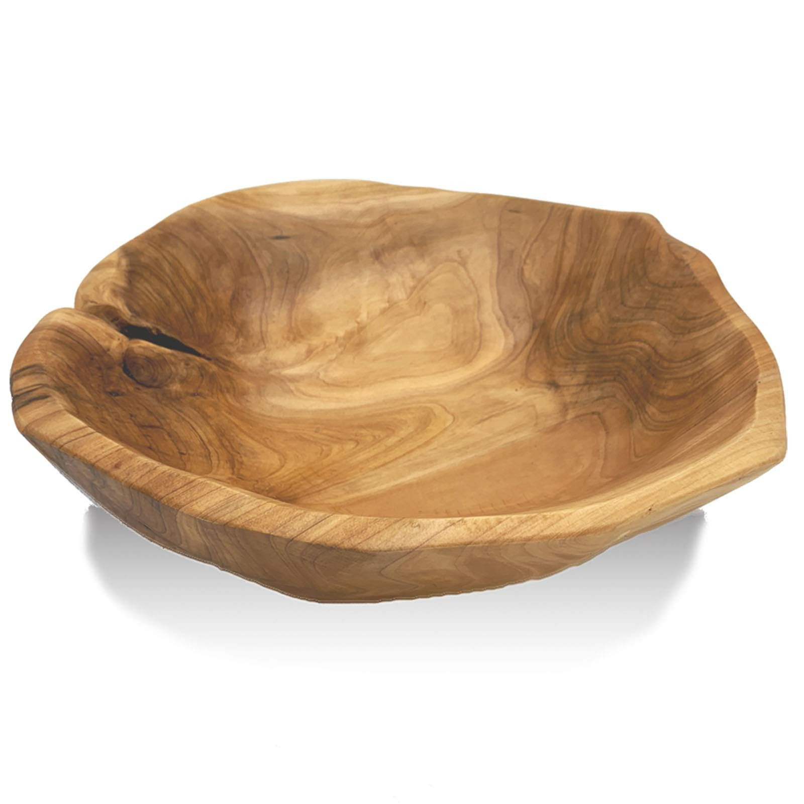 OUEEGER Wood Bowl(12"-14"), Handmade Natural Root Carved Wood Fruit Bowl, Wooden Decorative Bowls Serving for Fruit Salad Snack | Amazon (US)