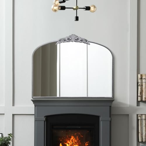 MirrorOutlet The Crown - Silver Metal Framed Classic Arched Wall Mirror with Feature Crown 40" X 31" (102CM X 80CM) Black. 2cm Wide Frame and 3cm Deep. | Amazon (UK)