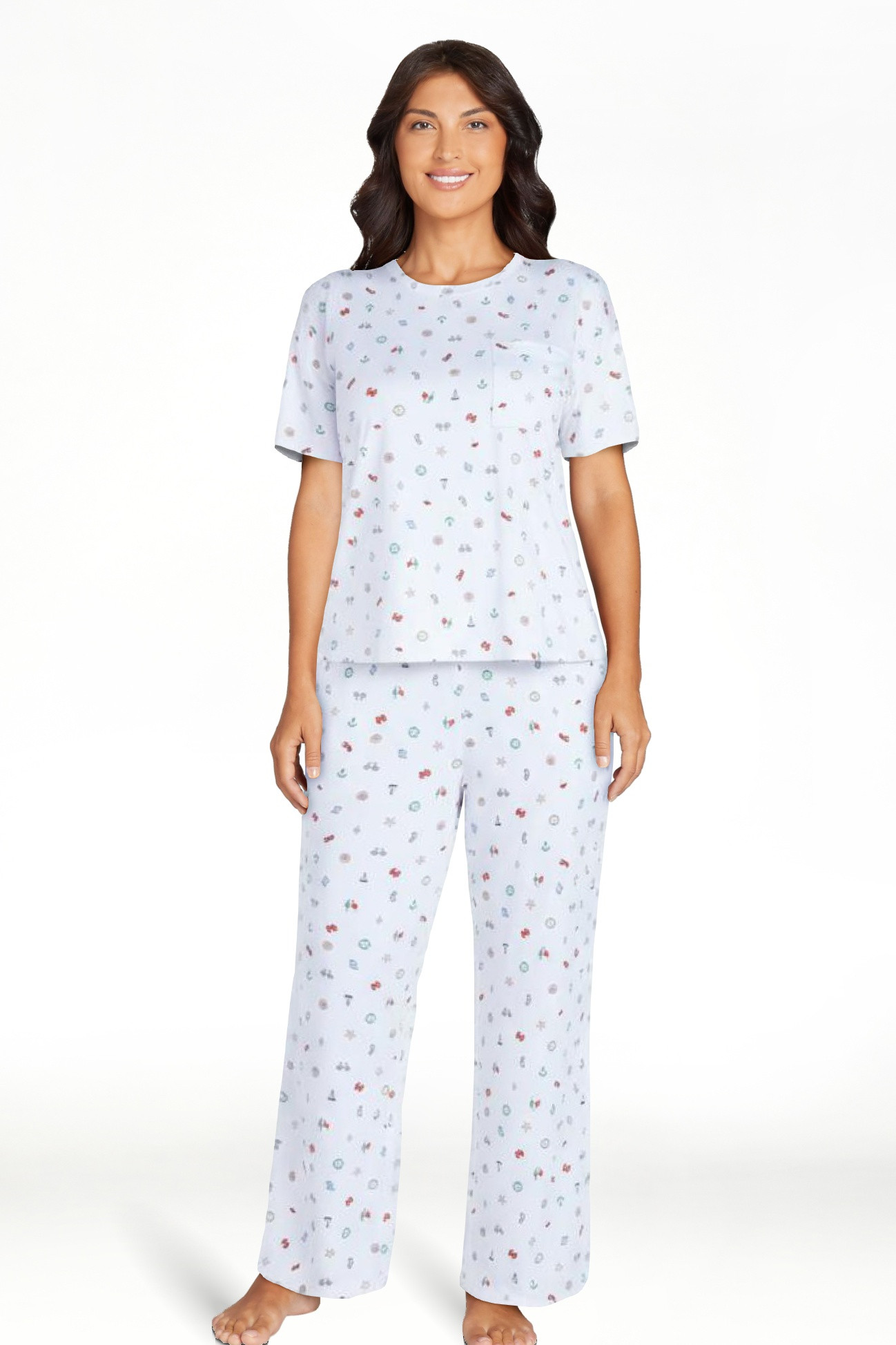 Joyspun Women's Dreamy Soft Collection Short Sleeve Sleep Top and Open Leg Pants Pajama Set, 2-Pi... | Walmart (US)