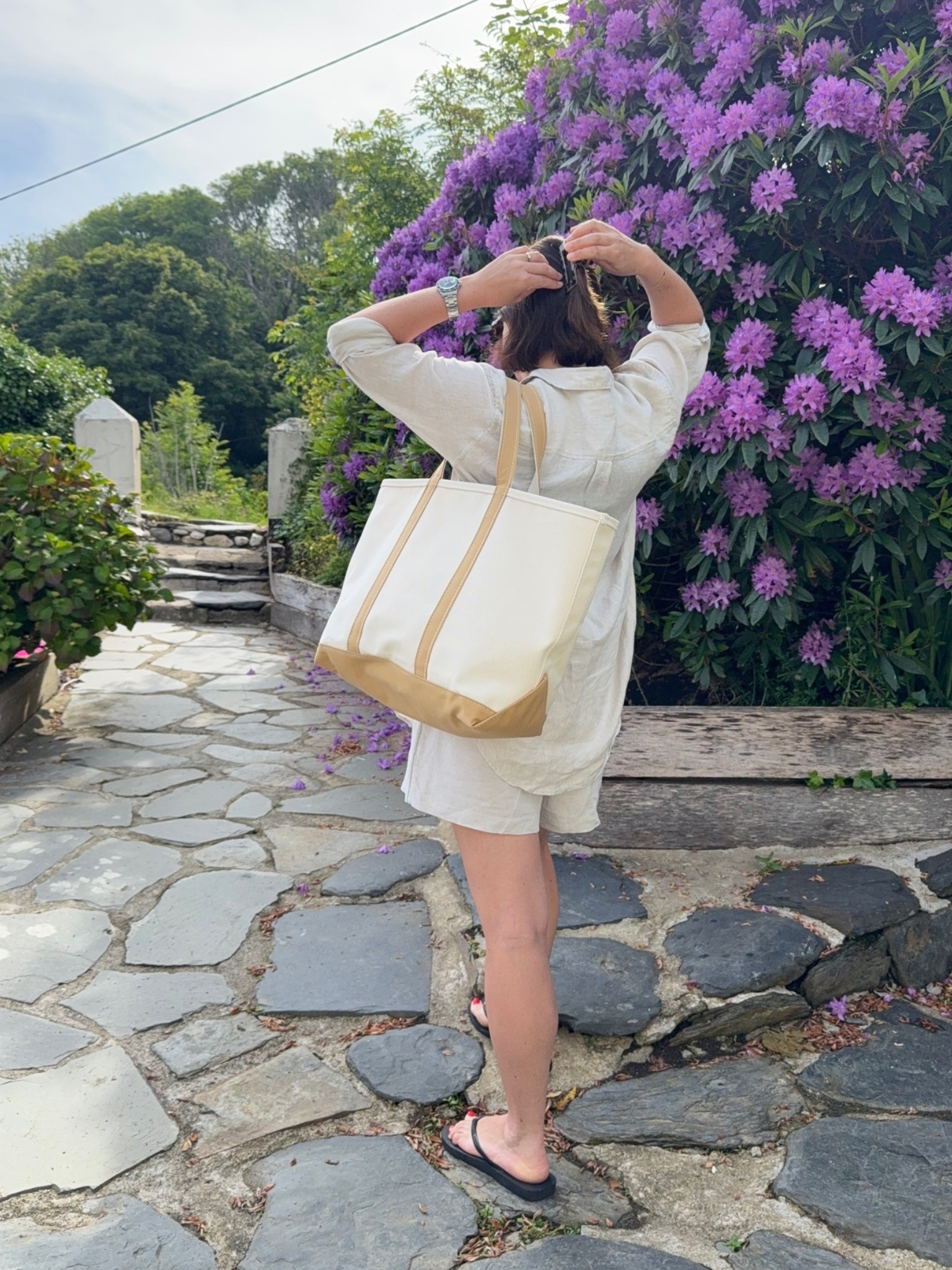 Summer outfit – linen co-ord and the tote of all totes. Boat and toting my way around Wales 🌊 Also CBK’s weekend getaway bag of choice and who can ignore that? I’ve added the book inside the bag too, can’t put this Tradwife read down

#LTKsummer #LTKeurope #LTKuk