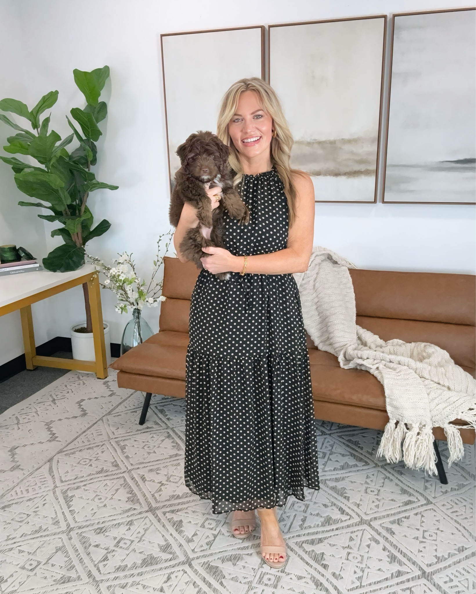 Spring looks from Gibsonlook that work for office days, events, and everyday plans. Featuring a sleeveless blouse with tailored wide leg trousers, a classic black polka dot midi dress, and a blue floral mini dress that feels perfect for the season.

Sizing: top small, pants medium, dresses small and they run small, consider sizing up. Other pieces true to size.

spring outfits, spring dresses, Gibsonlook outfits, Gibsonlook dresses, Gibsonlook style, workwear outfit ideas, business casual outfit, wide leg trousers outfit, sleeveless blouse outfit, polka dot midi dress outfit, floral spring dress, feminine style, AudrieDollins#LTKspring @Gibson 

#LTKOver40 #LTKdayinmylife