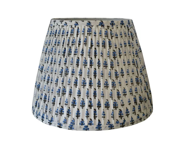Pleated Lampshade-blue Charcoal Lamp Shade-blue Floral Pleated | Etsy | Etsy (US)