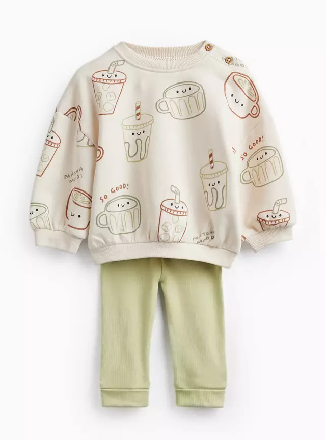 Buy Cream Breakfast Print Sweatshirt & Leggings Set 12-18 months | Outfits and sets | Tu | Tu Clothing